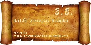 Balázsovics Bianka névjegykártya